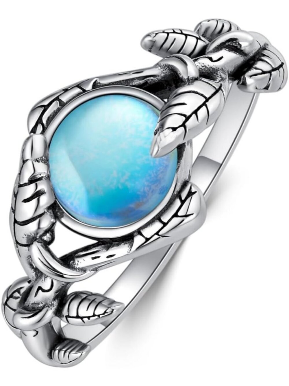Minimalist Moonstone Ring in 925 Sterling Silver - Dainty Leaf Design, Size 5-9
